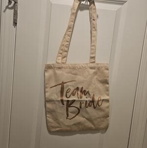 Cream Tote Bag with Rose Gold 'Team Bride' Print